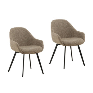Karina Living Shauna Dining Chair Set of 2 - Cozy Boucle Fabric in Cloud Coffee with Sturdy Steel Frames DOV23021-COFF
