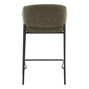Karina Living Cathey Set of 2 Modern Olive Boucle Counter Stools with Steel Frame for Kitchen & Bar Comfort DOV23022-OLIV