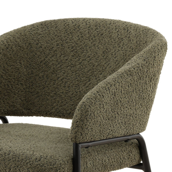 Karina Living Cathey Set of 2 Modern Olive Boucle Counter Stools with Steel Frame for Kitchen & Bar Comfort DOV23022-OLIV