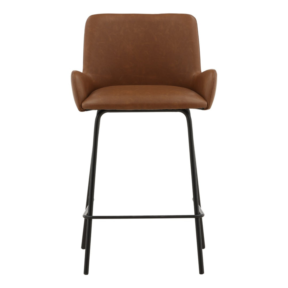 Karina Living Zamar Modern Farmhouse Counter Stool Set of 2 in Saddle Finish - Stylish, Durable, Easy-Care Design DOV23023-SDDL