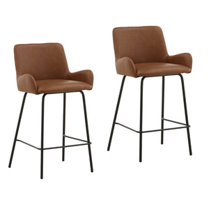 Karina Living Zamar Modern Farmhouse Counter Stool Set of 2 in Saddle Finish - Stylish, Durable, Easy-Care Design DOV23023-SDDL