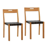 Karina Living Dining Chair Set of 2 Teak Wood Frame and Genuine Leather - Natural and Black