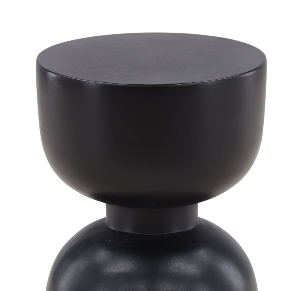 Karina Living Rian Outdoor Side Table - Modern Black Concrete Accent for Patios, Decks, and Indoor Spaces DOV26029
