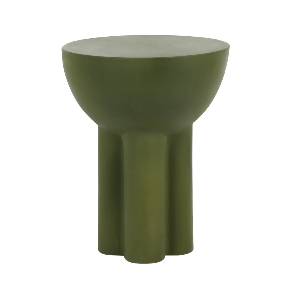 Karina Living Rhett Outdoor End Table in Olive Green - Stylish Lightweight Concrete Accent for Any Space DOV26066-OLIV