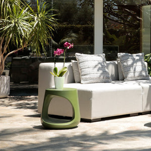 Karina Living Owens Olive Green Outdoor Side Table - Modern Lightweight Concrete Accent for Patios & Decks DOV26073-GREN