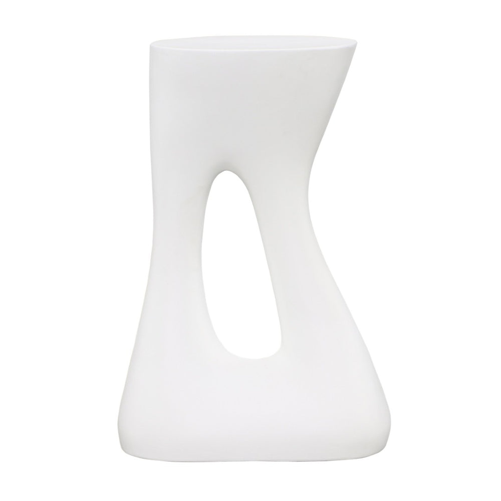 Karina Living Carolina Modern Minimalist White Side Table - Durable Concrete Accent for Small Spaces & Decor DOV26079-WHIT