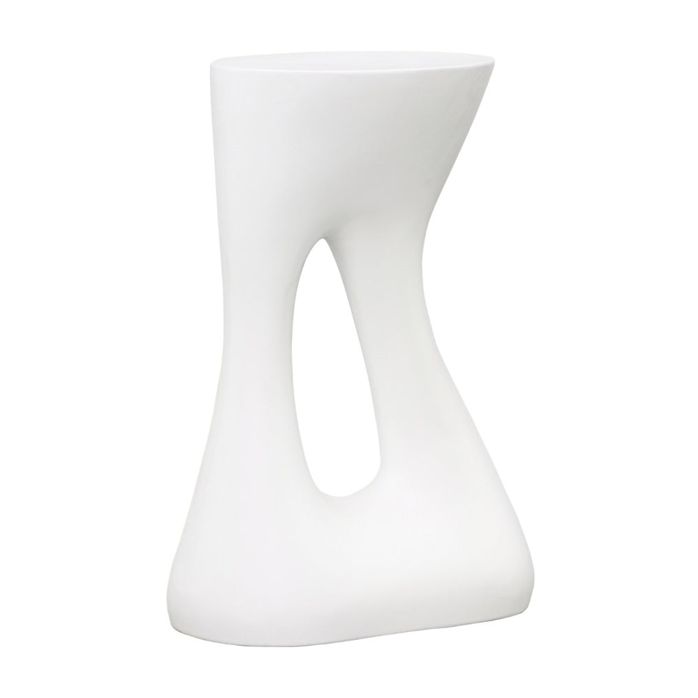 Karina Living Carolina Modern Minimalist White Side Table - Durable Concrete Accent for Small Spaces & Decor DOV26079-WHIT
