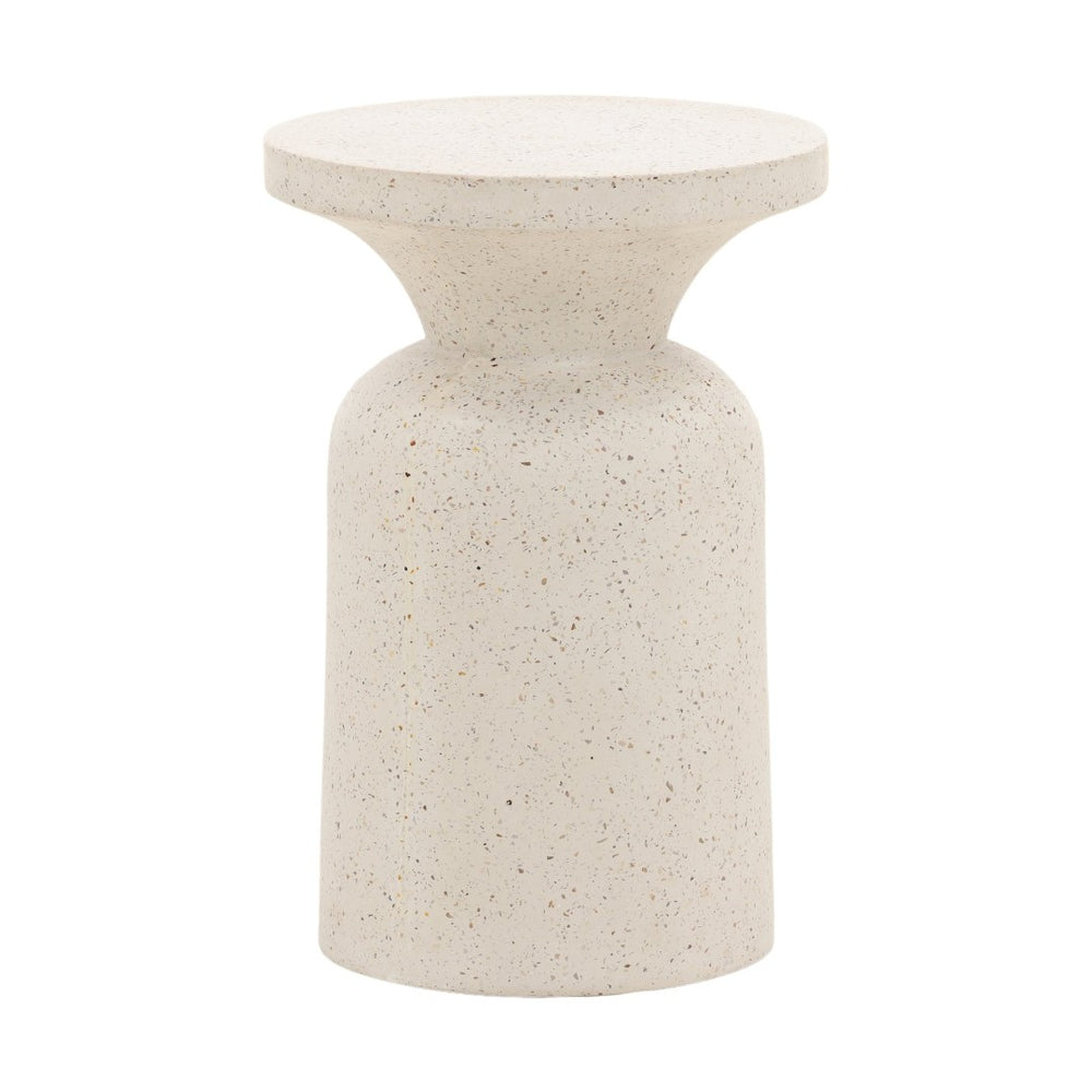 Karina Living Cove End Table in Ivory - Modern Lightweight Concrete Terrazzo Accent for Stylish Living Spaces DOV26092-IVRY