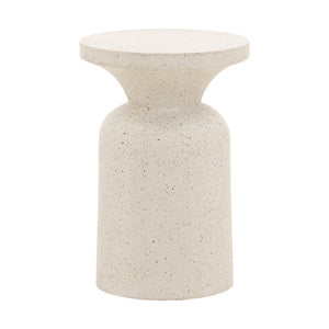 Karina Living Cove End Table in Ivory - Modern Lightweight Concrete Terrazzo Accent for Stylish Living Spaces DOV26092-IVRY