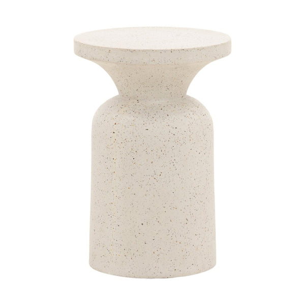 Karina Living Cove End Table in Ivory - Modern Lightweight Concrete Terrazzo Accent for Stylish Living Spaces DOV26092-IVRY