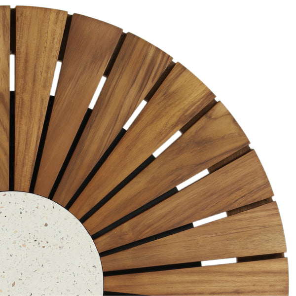 Dovetail Mia End Table White Natural and White Teak Wood and Lightweight Concrete Terrazzo DOV26094-WHIT