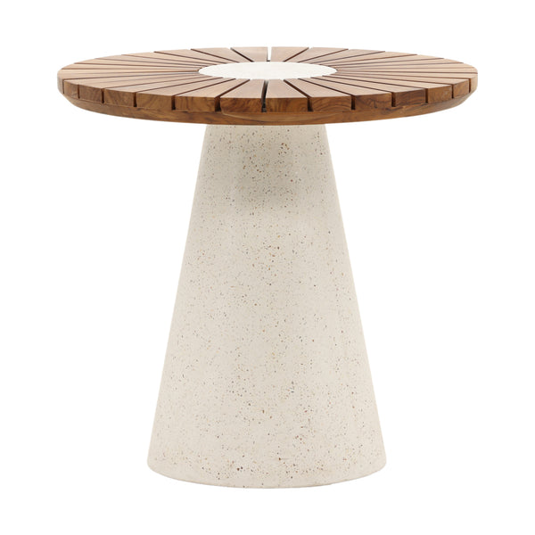 Dovetail Mia End Table White Natural and White Teak Wood and Lightweight Concrete Terrazzo DOV26094-WHIT