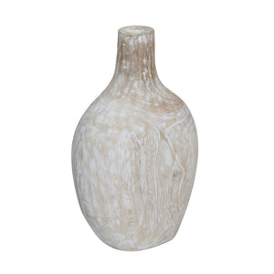 Dovetail Cedric Vase Teak Root - Antique White 