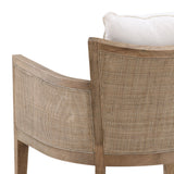 Dovetail Lily Occasional Chair W/ Perf Fabric Natural Wood and Rattan Finish and Off White Fabric Oak Wood Frame with Rattan and Cotton Blend Upholstery DOV31008