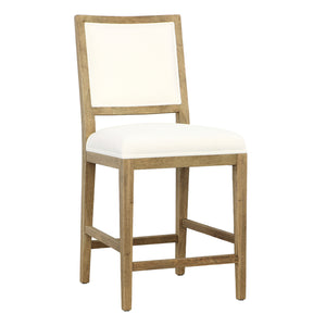 Dovetail Croft Counter Stool  W/ Perf Fabric Natural Warm Wash Frame and White Upholstery Solid Oak Wood Frame and Cotton Blend Upholstery DOV31025CS