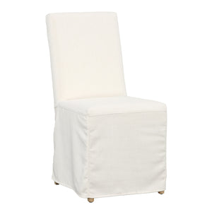 Dovetail Leni Dining Chair Off White Upholstery Oak Wood Frame and Cotton Blend Slipcover DOV31030