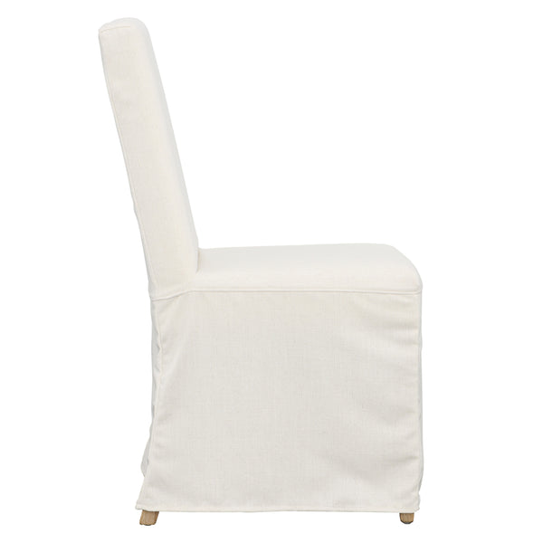 Dovetail Leni Dining Chair Off White Upholstery Oak Wood Frame and Cotton Blend Slipcover DOV31030