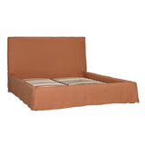 Dovetail Whitney Bed Linen Blend Upholstered Slipcover and Birch Wood Frame - Terracotta