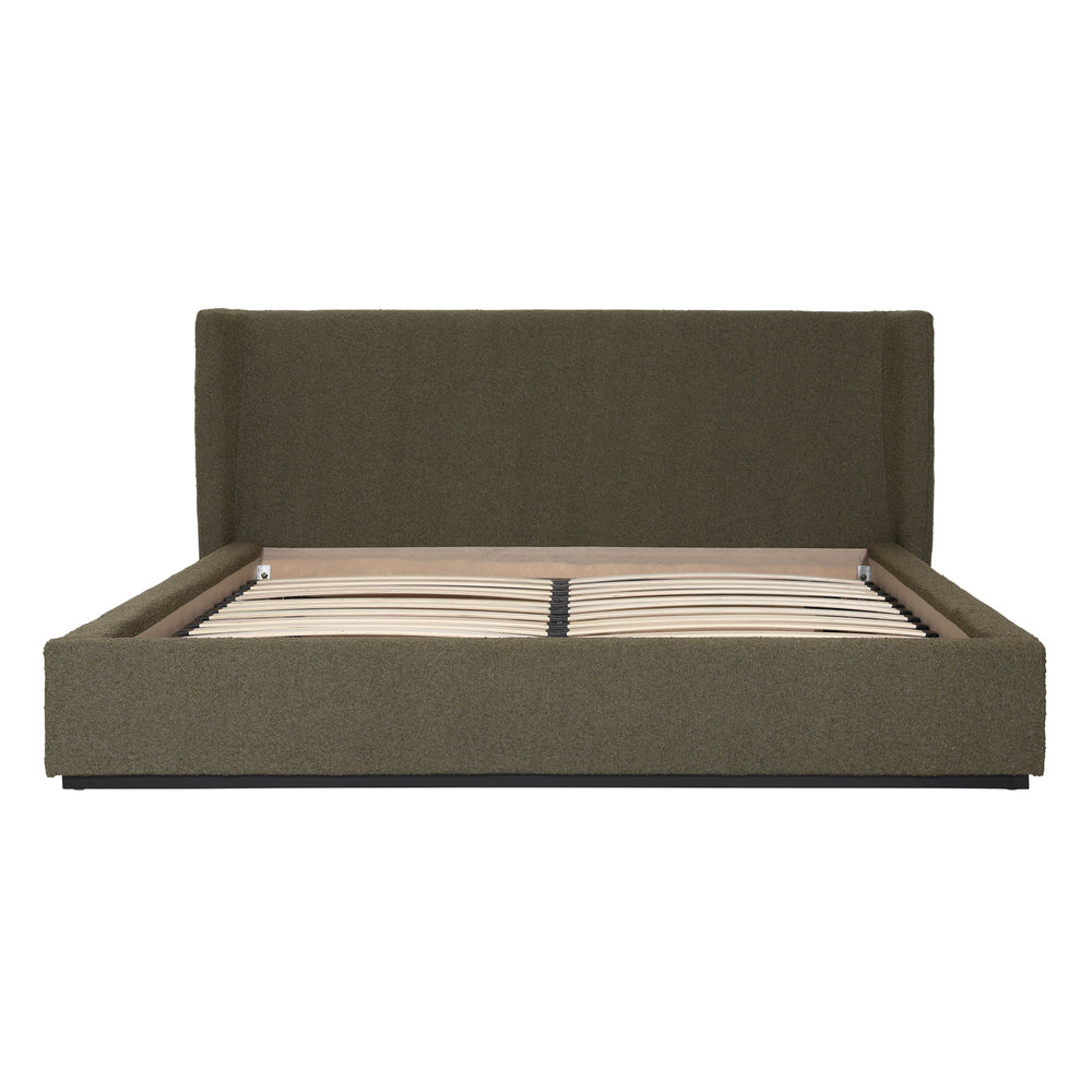 Dovetail Tobias 40" Bed Eastking Olive Olive Boucle Upholstery and Birch Wood Frame DOV3186EK-OLIV