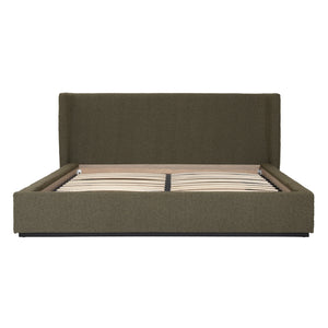 Dovetail Tobias 40" Bed Eastking Olive Olive Boucle Upholstery and Birch Wood Frame DOV3186EK-OLIV