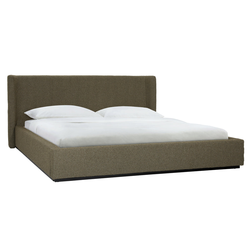Dovetail Tobias 40" Bed Eastking Olive Olive Boucle Upholstery and Birch Wood Frame DOV3186EK-OLIV