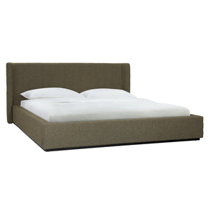 Dovetail Tobias 40" Bed Eastking Olive Olive Boucle Upholstery and Birch Wood Frame DOV3186EK-OLIV