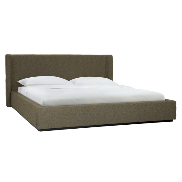 Dovetail Tobias 40" Bed Eastking Olive Olive Boucle Upholstery and Birch Wood Frame DOV3186EK-OLIV