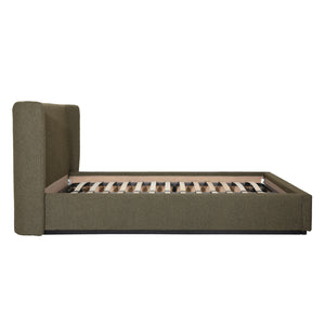 Dovetail Tobias 40" Bed Eastking Olive Olive Boucle Upholstery and Birch Wood Frame DOV3186EK-OLIV