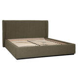 Dovetail Tobias Bed Boucle Upholstery and Birch Wood Frame - Olive