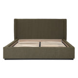 Dovetail Tobias Bed Boucle Upholstery and Birch Wood Frame - Olive