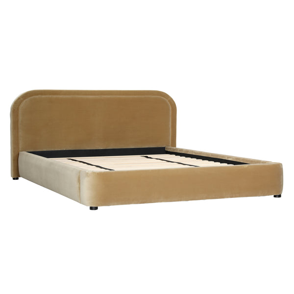 Dovetail Agi Bed King Camel Camel Polyester Velvet Upholstery and Birch Wood Frame DOV3216EK-CAML