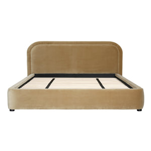 Dovetail Agi Bed King Camel Camel Polyester Velvet Upholstery and Birch Wood Frame DOV3216EK-CAML