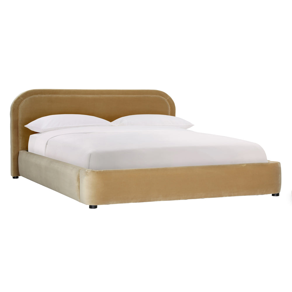 Dovetail Agi Bed King Camel Camel Polyester Velvet Upholstery and Birch Wood Frame DOV3216EK-CAML