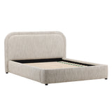 Dovetail Agi Bed Queen Beige Napa Beige Polyester Blend Upholstery and Birch Wood Frame DOV3216Q-BEIG