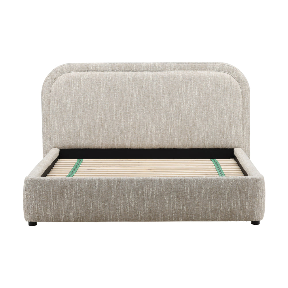Dovetail Agi Bed Queen Beige Napa Beige Polyester Blend Upholstery and Birch Wood Frame DOV3216Q-BEIG