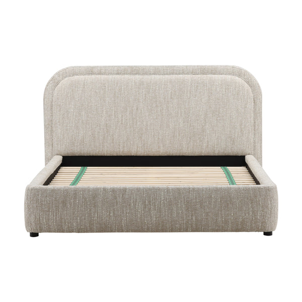 Dovetail Agi Bed Queen Beige Napa Beige Polyester Blend Upholstery and Birch Wood Frame DOV3216Q-BEIG
