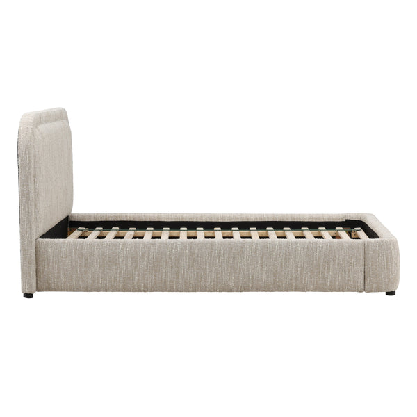 Dovetail Agi Bed Queen Beige Napa Beige Polyester Blend Upholstery and Birch Wood Frame DOV3216Q-BEIG