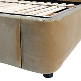 Dovetail Agi Bed Polyester Velvet Upholstery and Birch Wood Frame - Camel