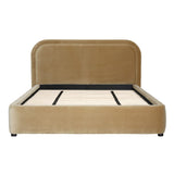 Dovetail Agi Bed Polyester Velvet Upholstery and Birch Wood Frame - Camel