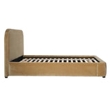 Dovetail Agi Bed Polyester Velvet Upholstery and Birch Wood Frame - Camel