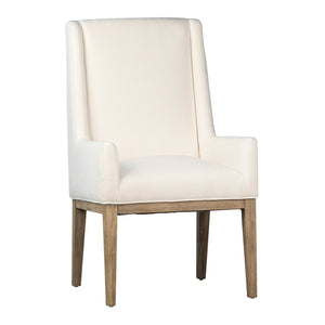 Dovetail Mayne Dining Chair W/ Perf Fabric Off White Upholstery and Natural Wood Finish Solid Rubber Wood Frame with Cotton Blend Fabric DOV34000