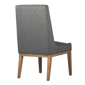 Dovetail Oliver Dining Chair W/ Perf Fabric Grey Upholstery and Natural Wood Finish Cotton Blend Upholstery and Rubberwood Legs DOV34001