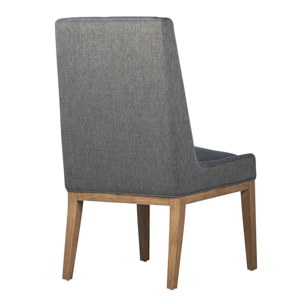 Dovetail Oliver Dining Chair W/ Perf Fabric Grey Upholstery and Natural Wood Finish Cotton Blend Upholstery and Rubberwood Legs DOV34001