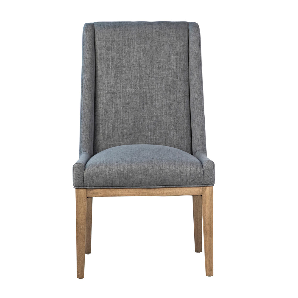 Dovetail Oliver Dining Chair W/ Perf Fabric Grey Upholstery and Natural Wood Finish Cotton Blend Upholstery and Rubberwood Legs DOV34001