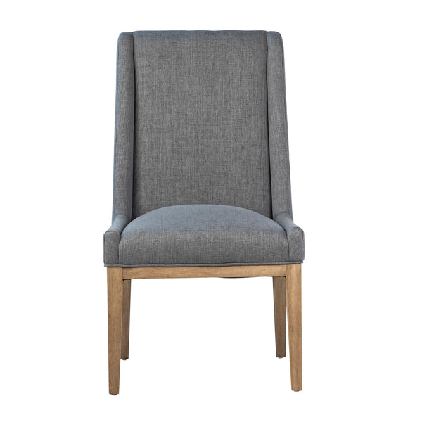 Dovetail Oliver Dining Chair W/ Perf Fabric Grey Upholstery and Natural Wood Finish Cotton Blend Upholstery and Rubberwood Legs DOV34001