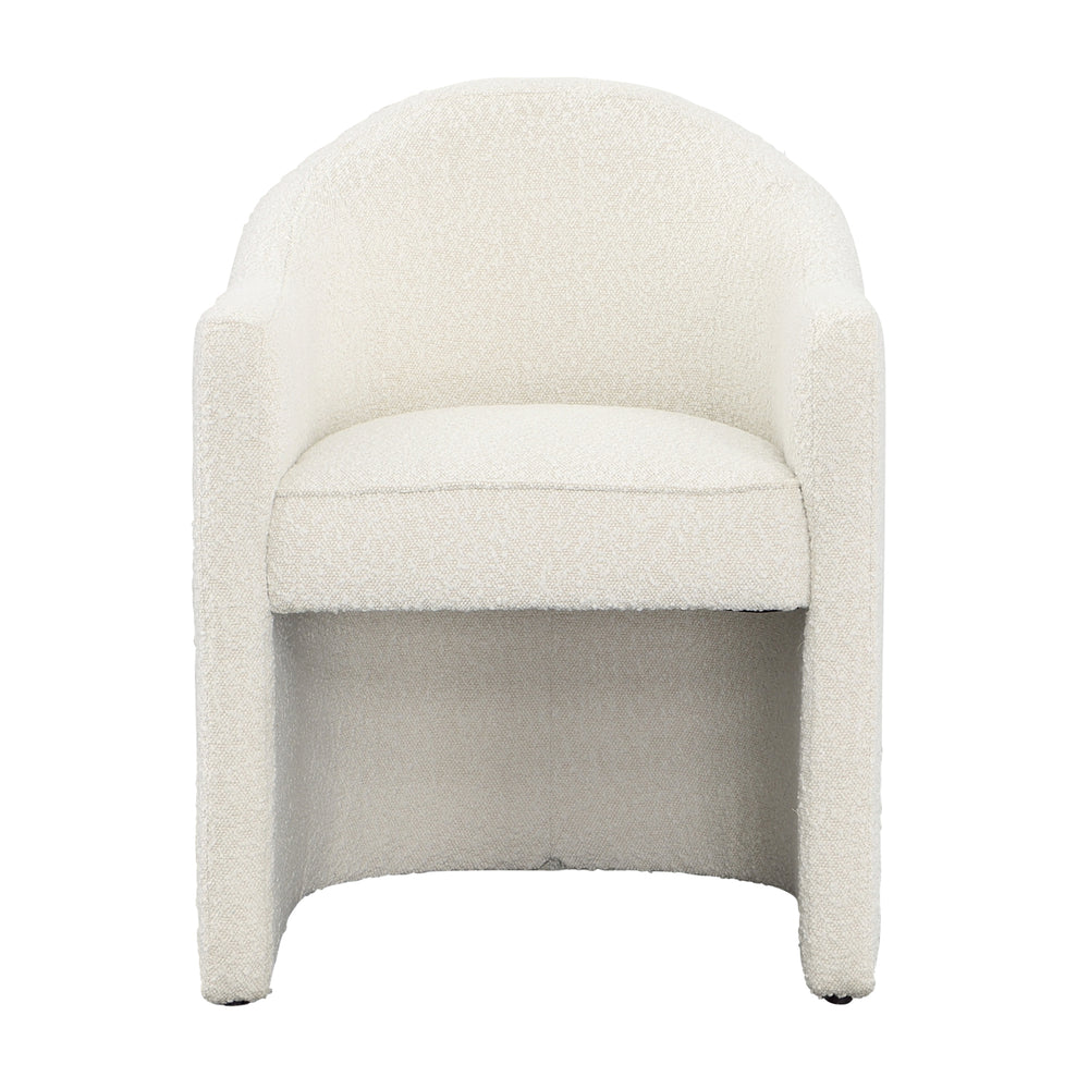 Dovetail Thora Dining Chair Cream Boucle Upholstery and Solid Pine Wood DOV34020
