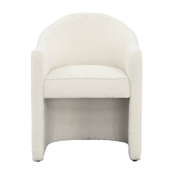 Dovetail Thora Dining Chair Cream Boucle Upholstery and Solid Pine Wood DOV34020