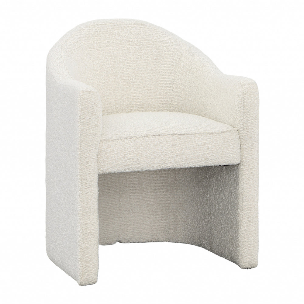 Dovetail Thora Dining Chair Cream Boucle Upholstery and Solid Pine Wood DOV34020