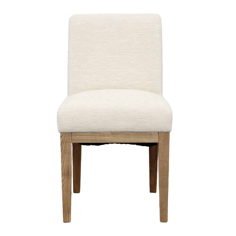 Dovetail Weilan Dining Chair Cream Upholstery with Natural Wood Finish Polyester Upholstery and Ash Wood Legs DOV34021