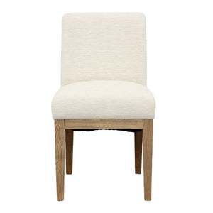 Dovetail Weilan Dining Chair Cream Upholstery with Natural Wood Finish Polyester Upholstery and Ash Wood Legs DOV34021